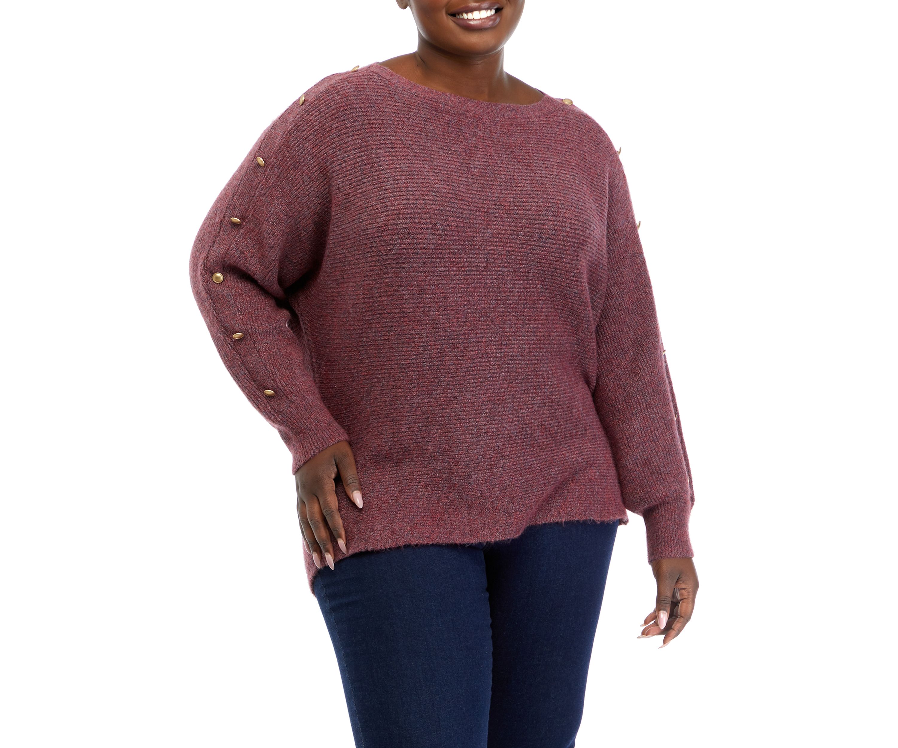 Plus Size Dolman Sleeve Boat Neck Top
