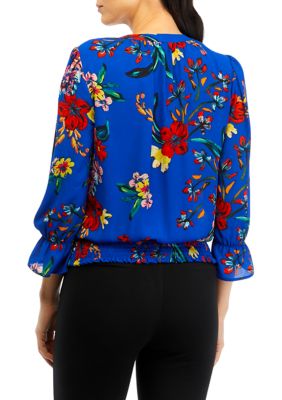 Women's Floral Printed Smocked Blouse