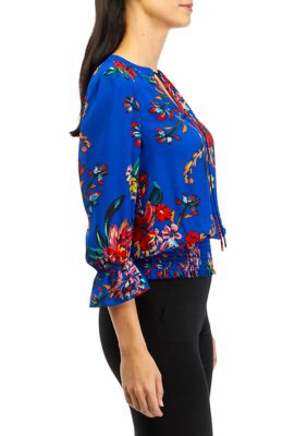 Women's Floral Printed Smocked Blouse