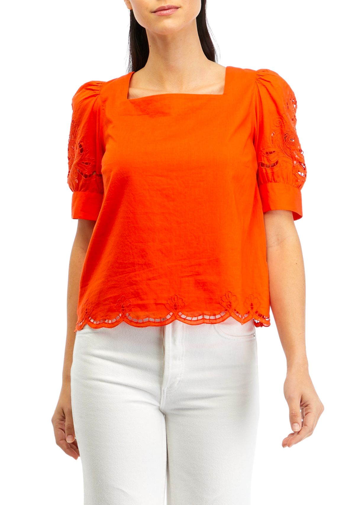 Womens Eyelet Trim Top