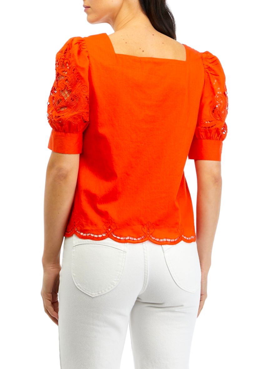 Womens Eyelet Trim Top