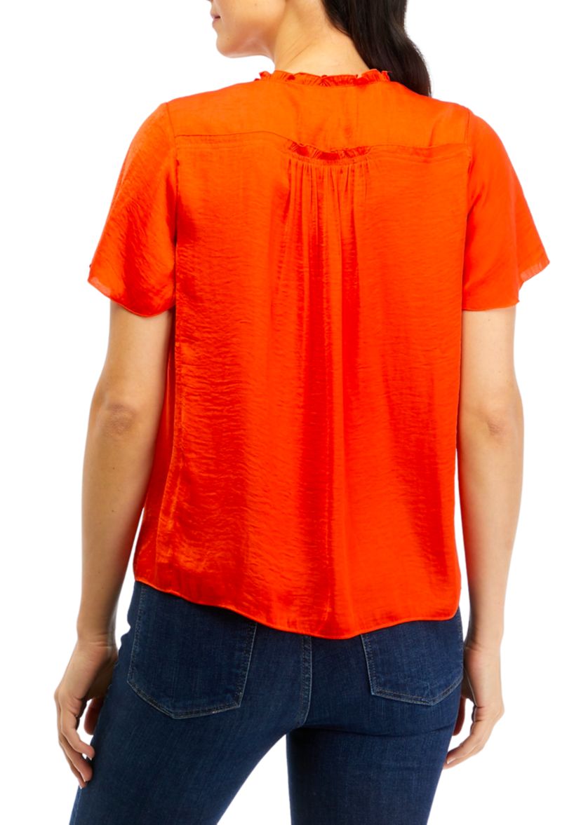 Womens Flutter Sleeve Airflow Peasant Blouse