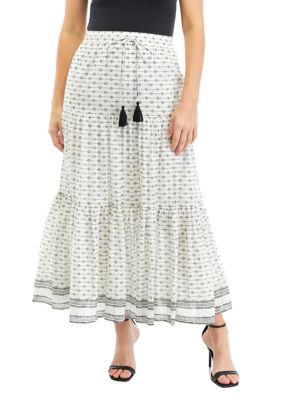 Women's Border Printed Tier Maxi Skirt