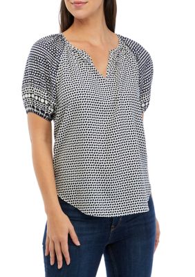 Women's Puff Sleeve Heart Printed Top