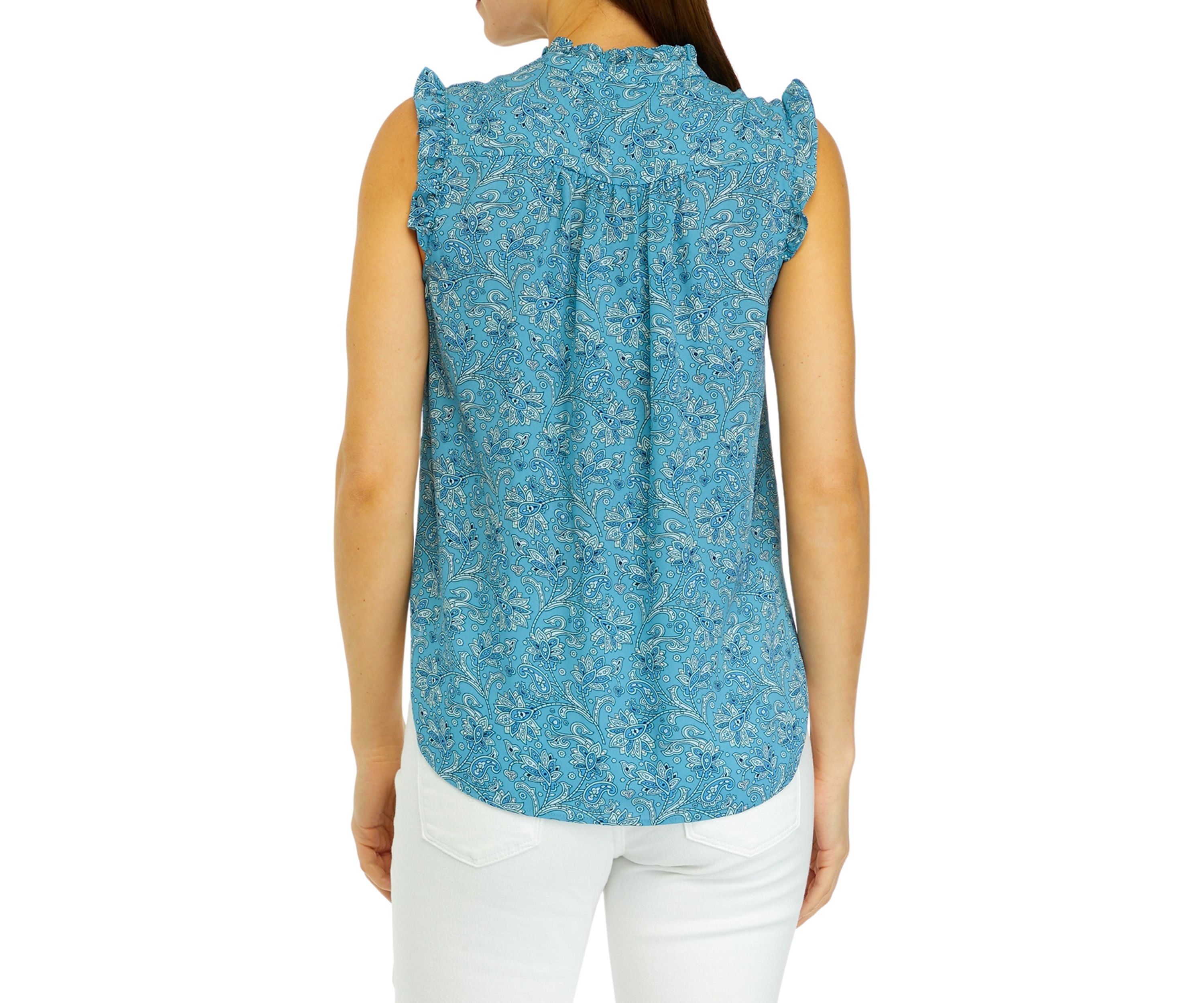 Womens Flutter Shoulder Floral Blouse