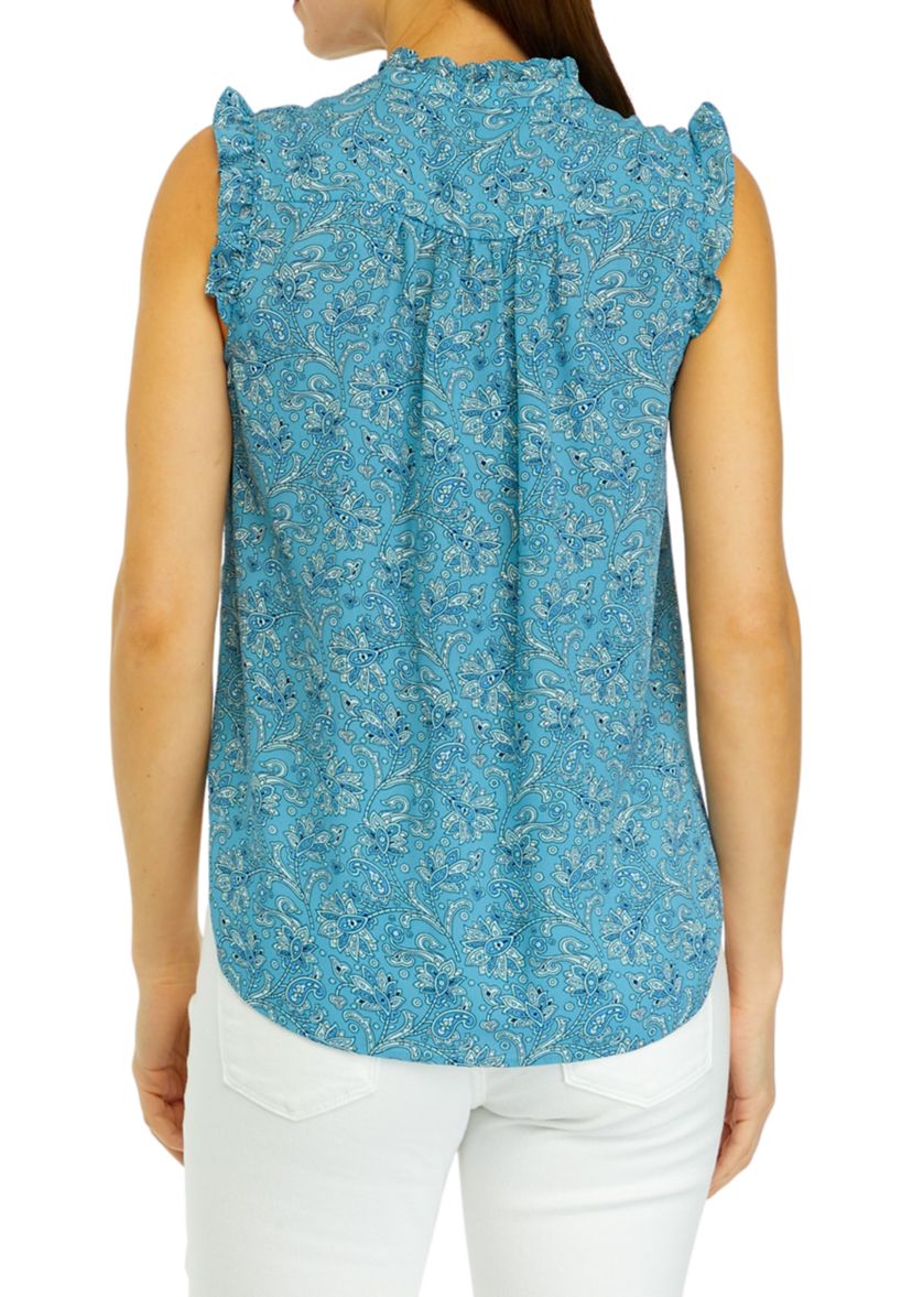 Womens Flutter Shoulder Floral Blouse