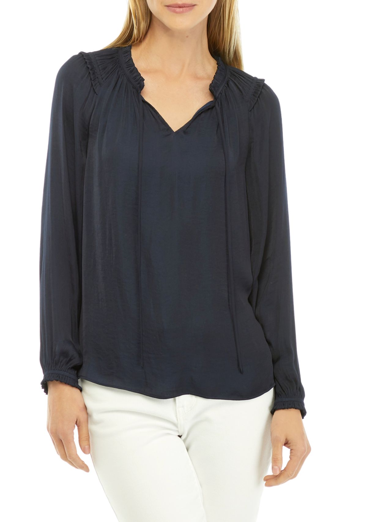 Womens Solid Airflow Peasant Blouse