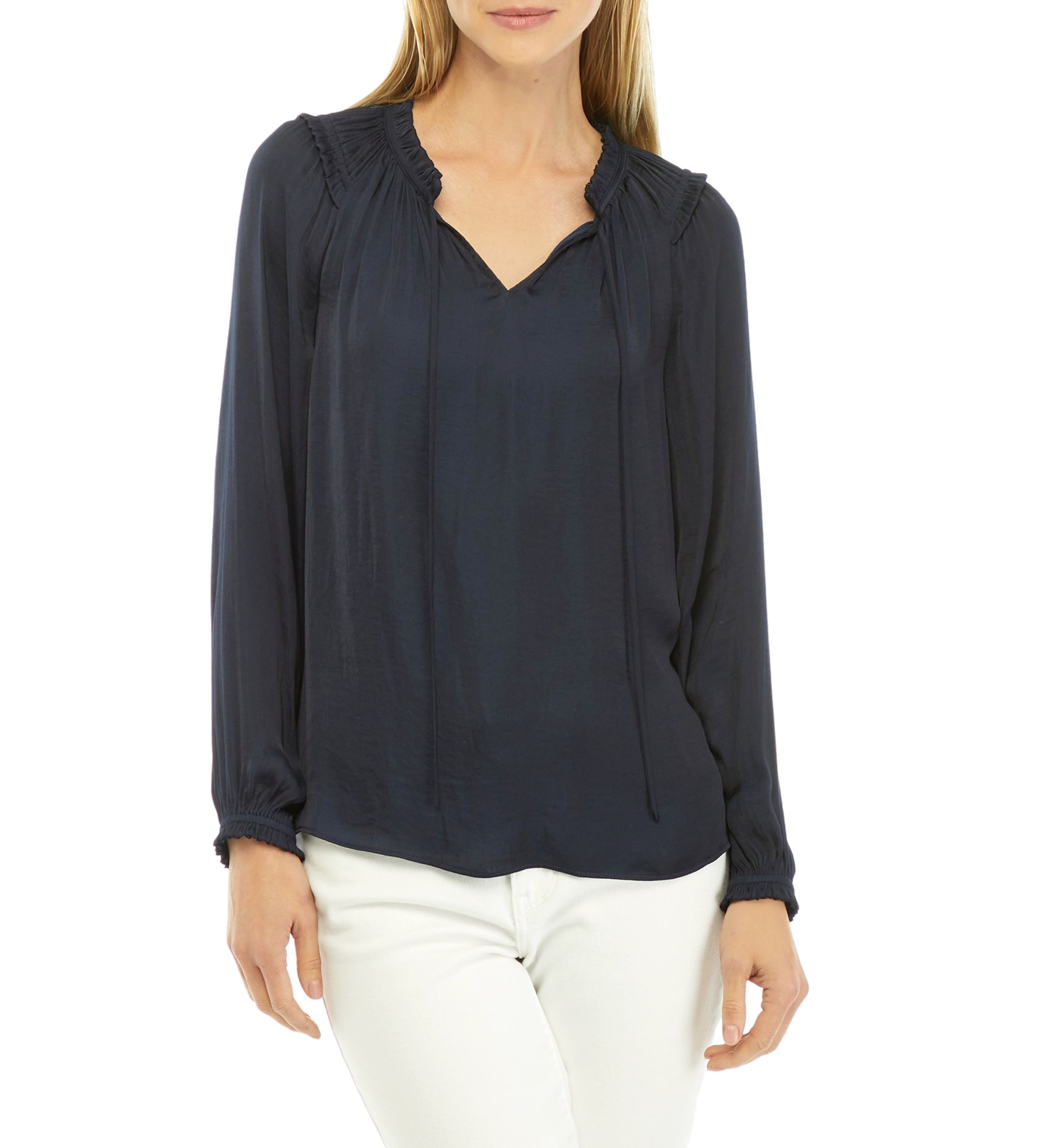 Womens Solid Airflow Peasant Blouse