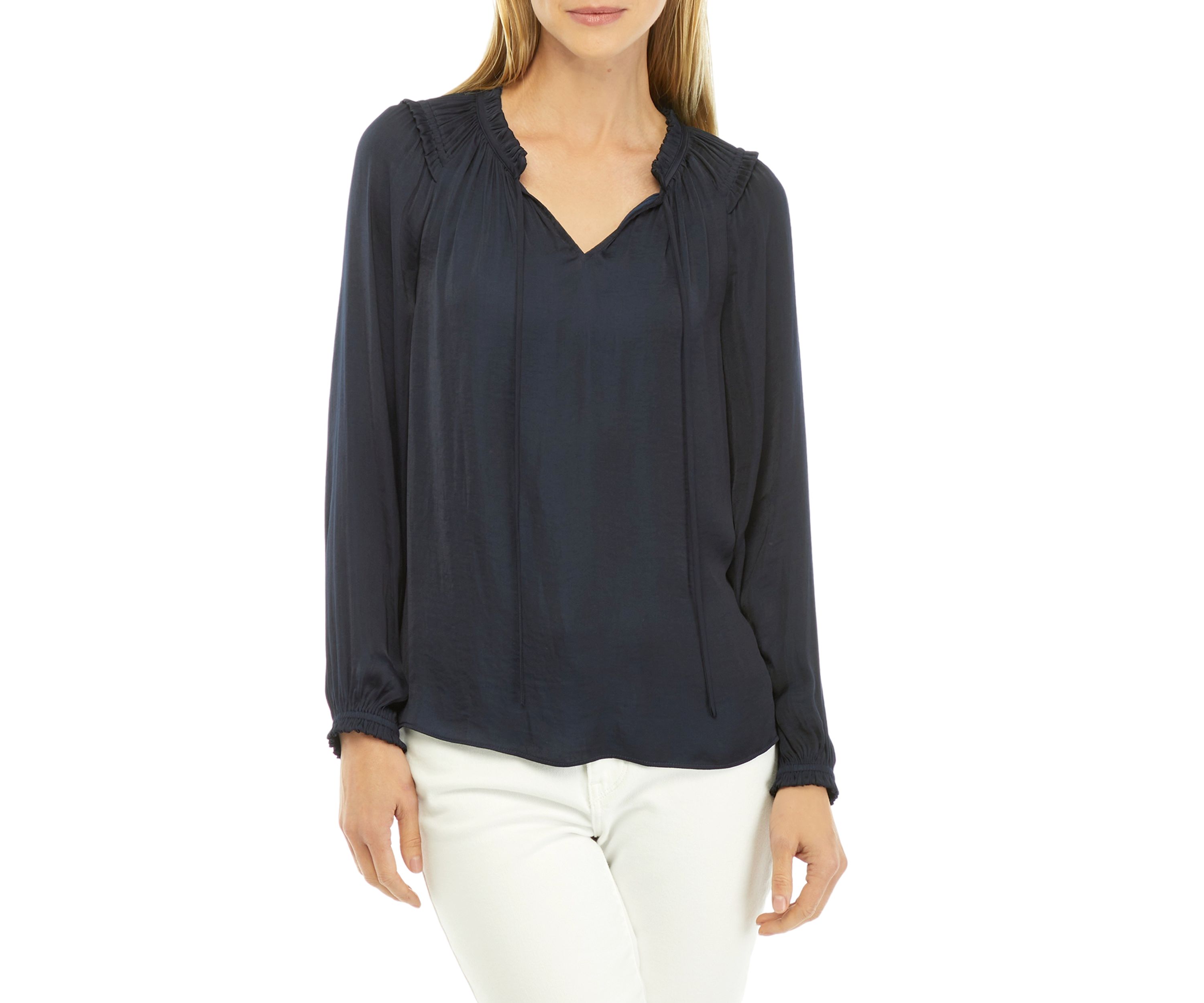 Womens Solid Airflow Peasant Blouse