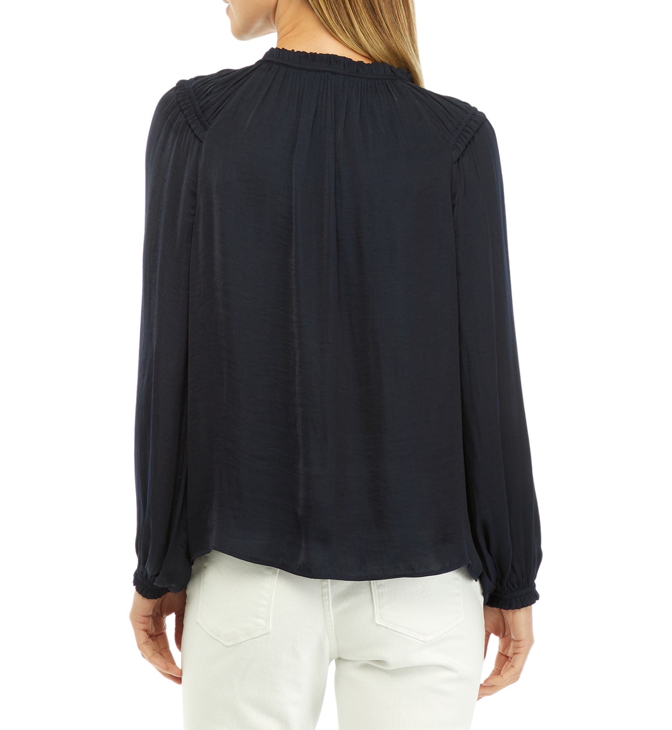 Womens Solid Airflow Peasant Blouse
