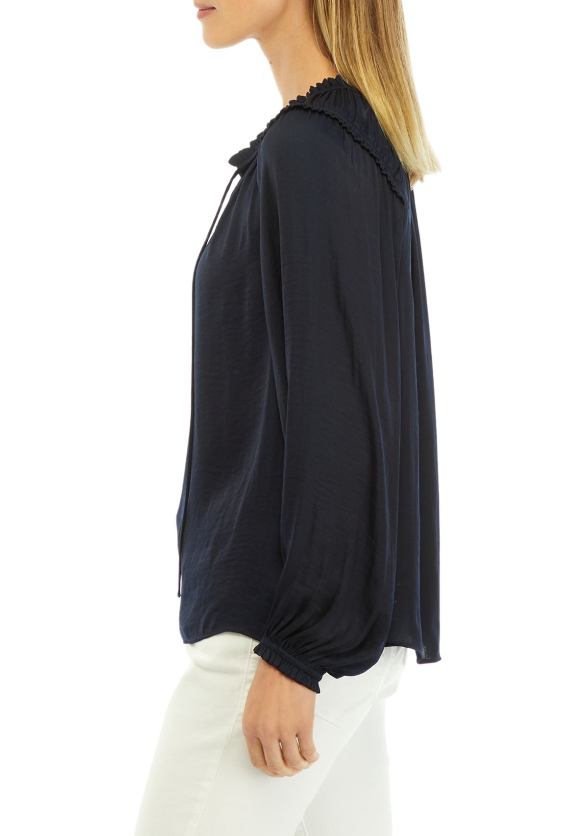 Womens Solid Airflow Peasant Blouse