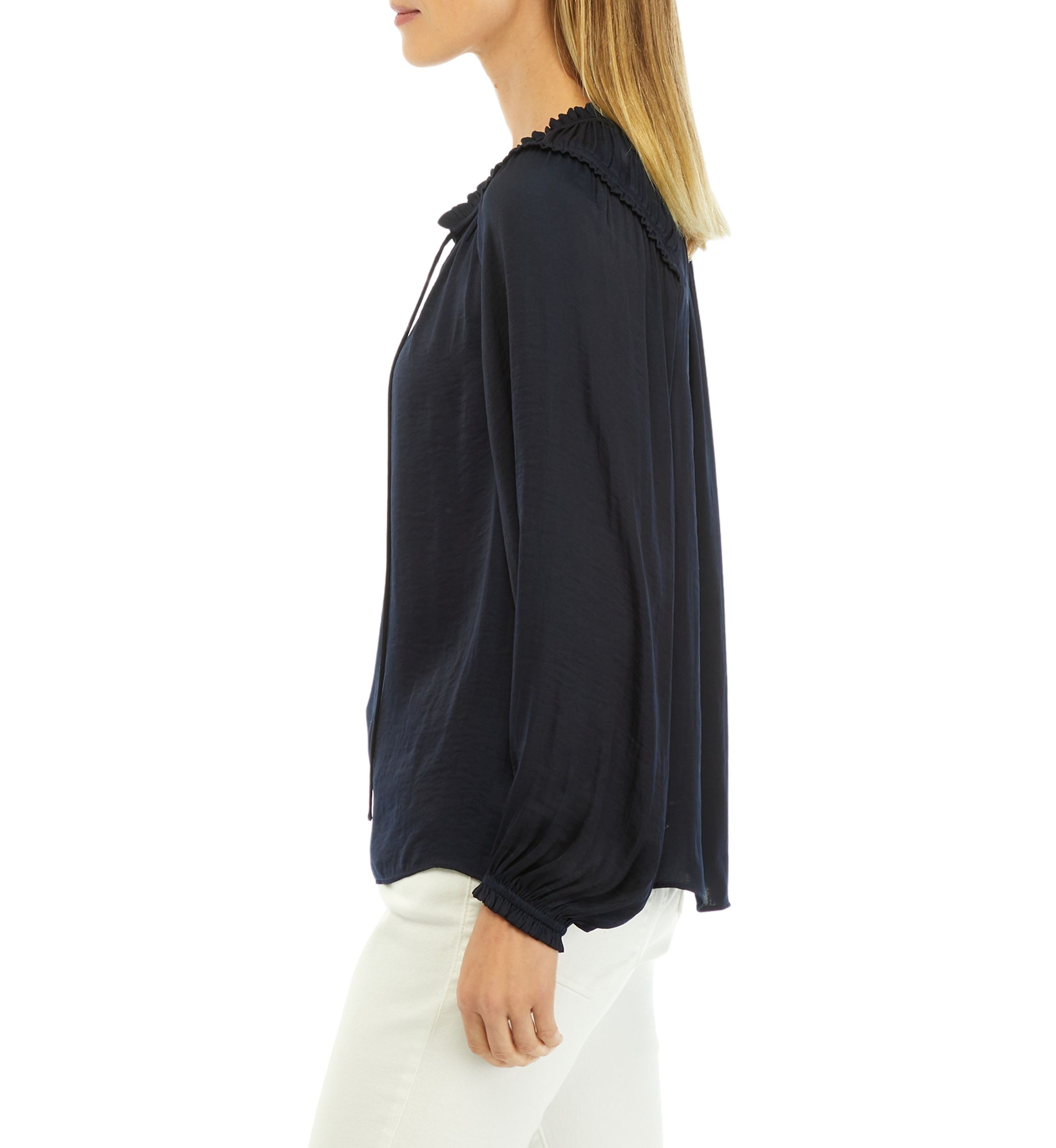 Womens Solid Airflow Peasant Blouse