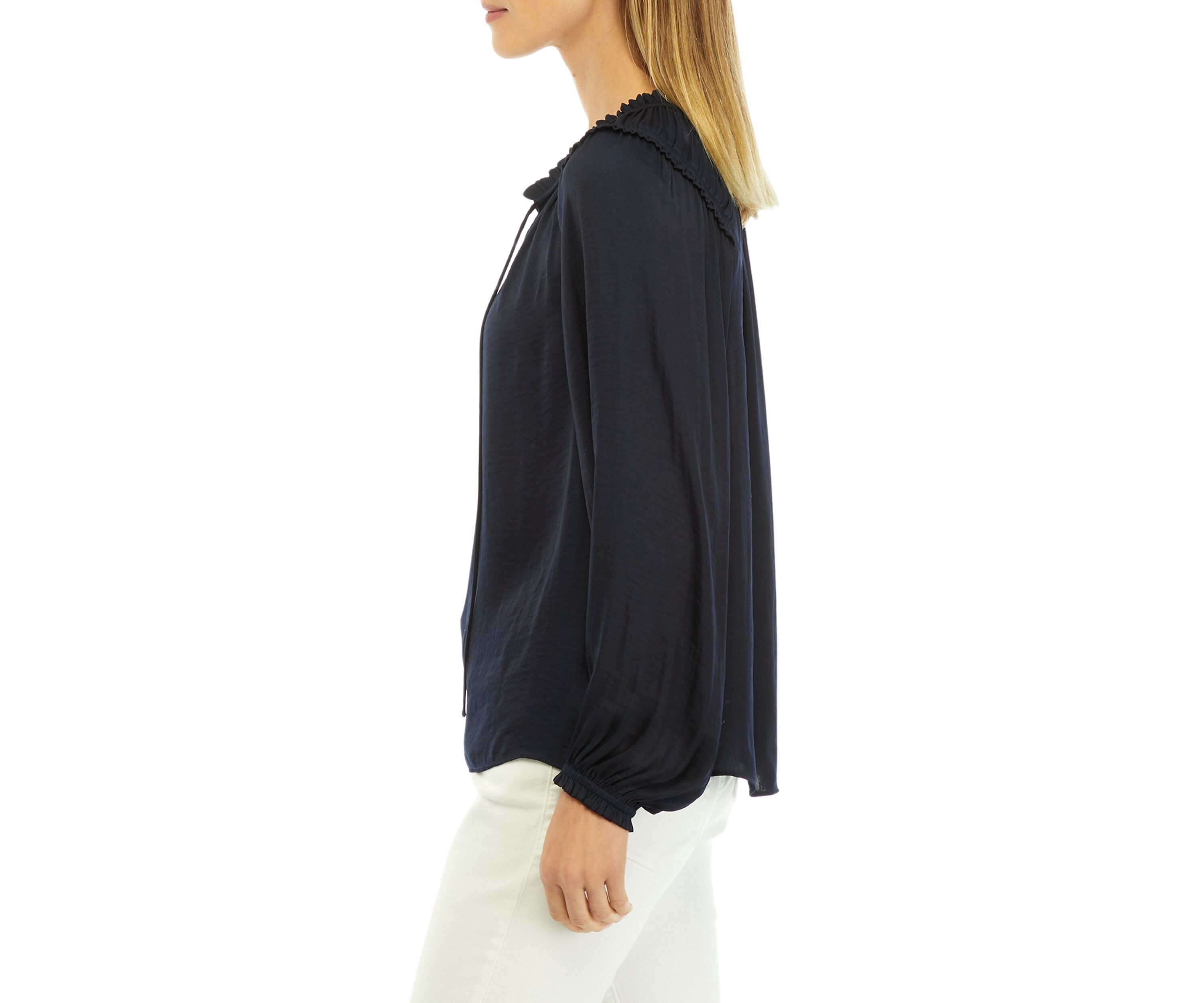 Womens Solid Airflow Peasant Blouse