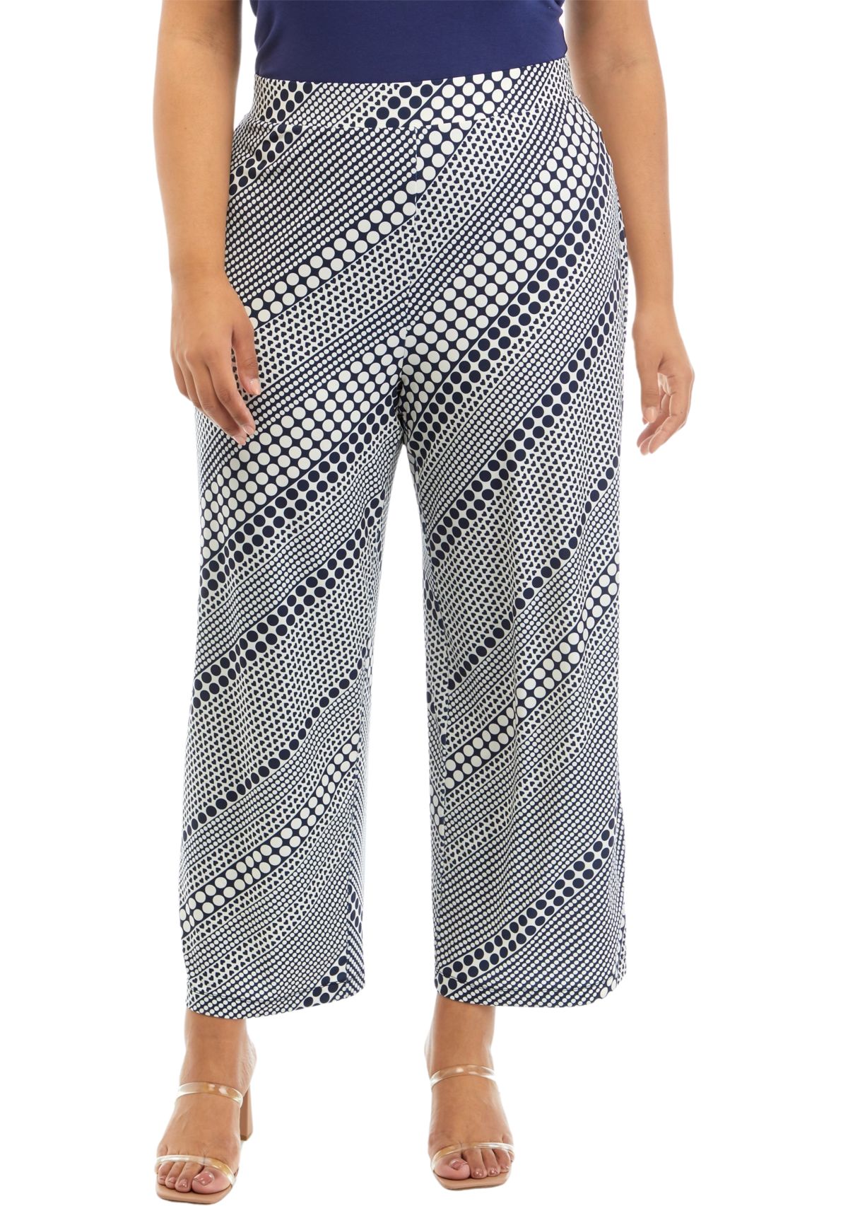 Plus Size Pull On Wide Leg Pants