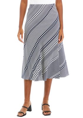 Women's Mixed Print Midi Skirt