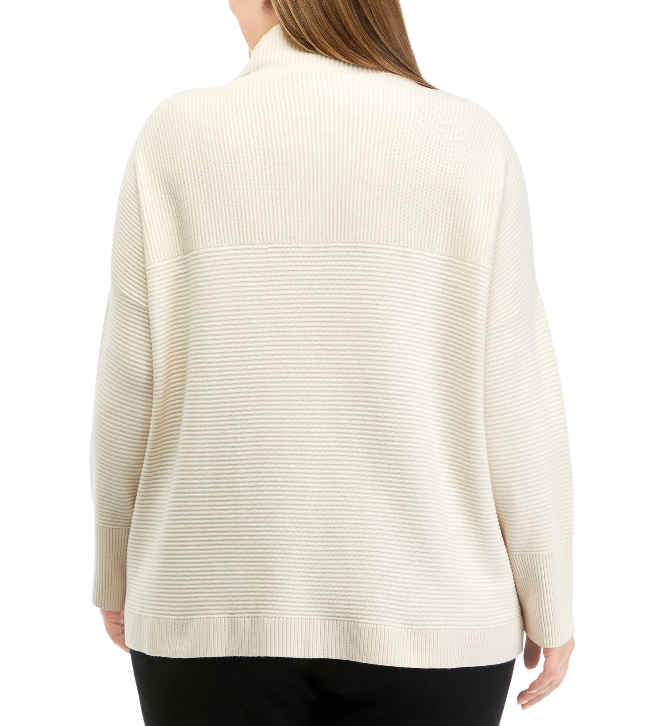 Plus Size Mock Neck Ribbed Sweater