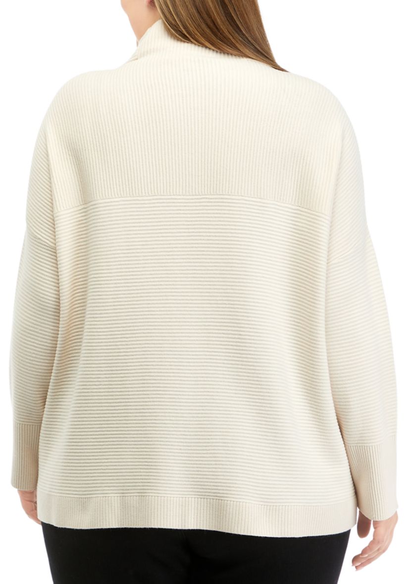 Plus Size Mock Neck Ribbed Sweater