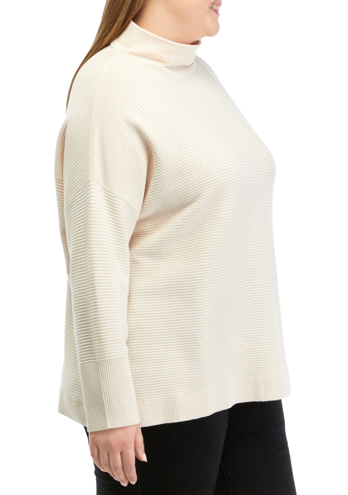 Plus Size Mock Neck Ribbed Sweater