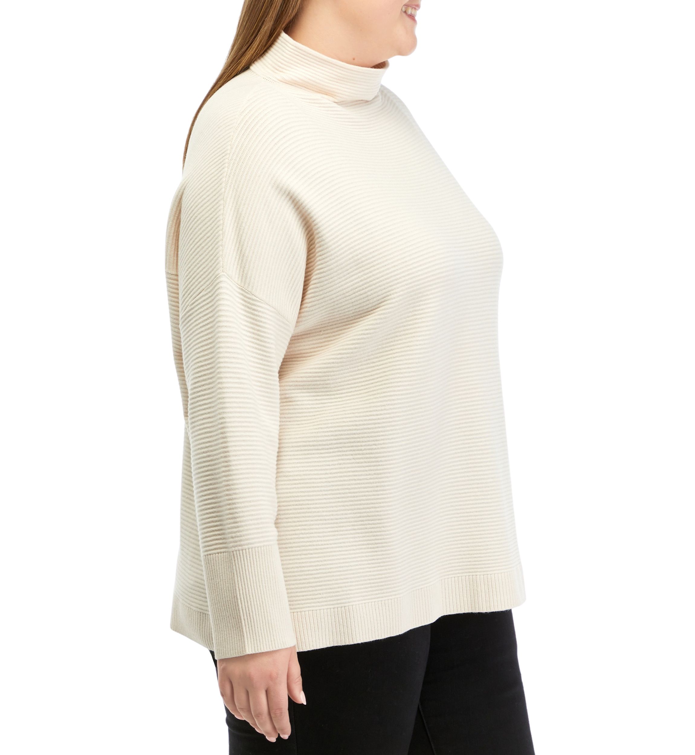 Plus Size Mock Neck Ribbed Sweater