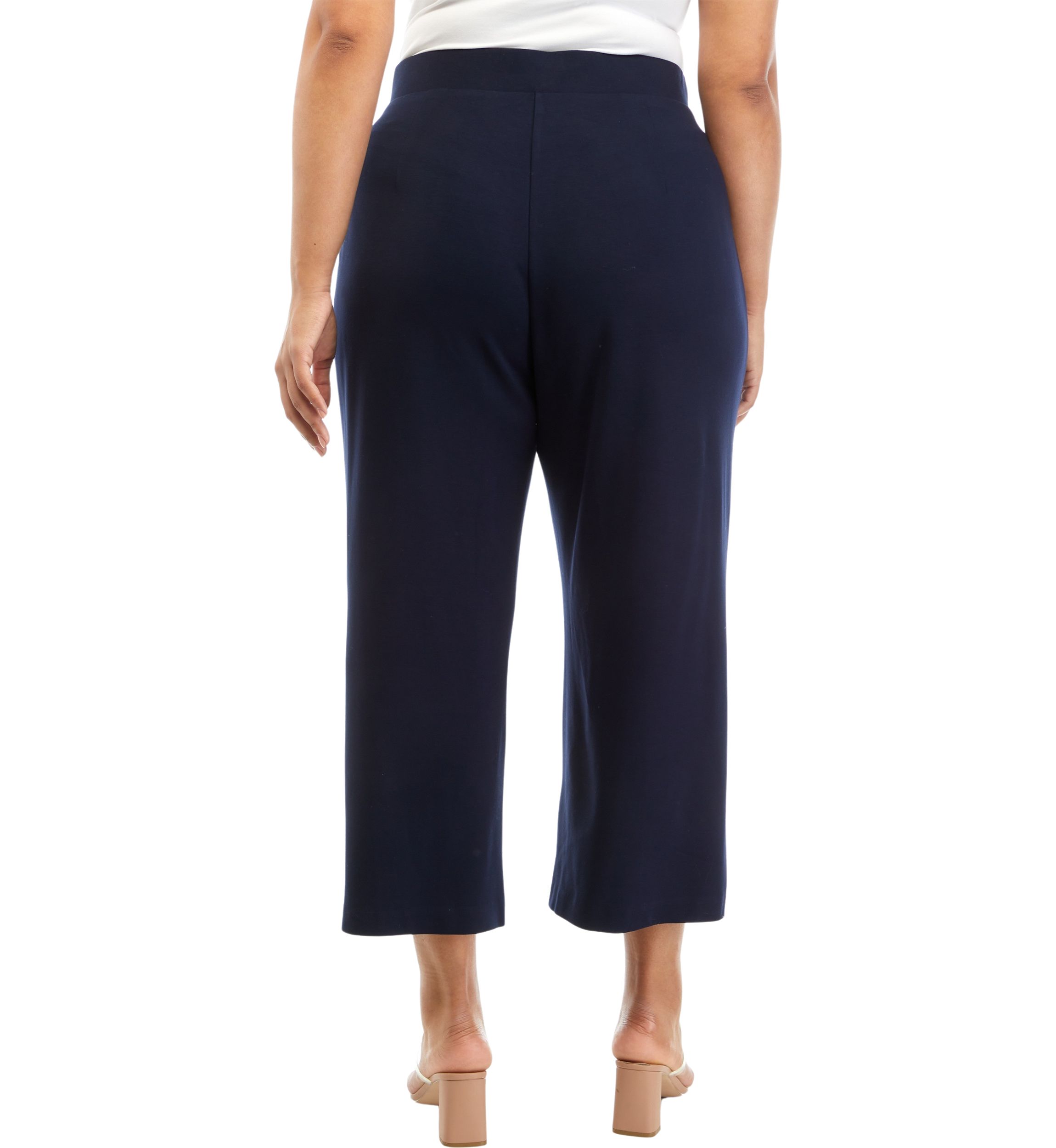 Plus Size Pull On Flare Crop Ponte Pants