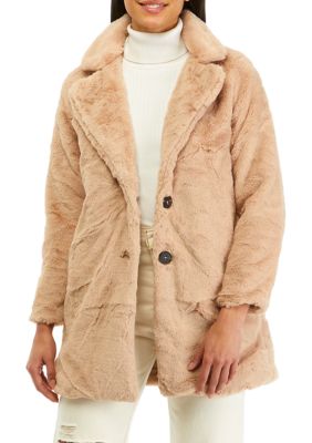 Young Adult Women's Beige Faux-Fur Coats