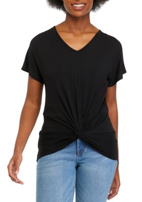 Women's V-Neck Knot Front T-Shirt