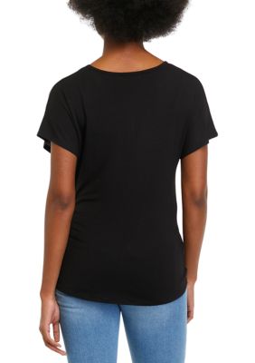 Women's V-Neck Knot Front T-Shirt