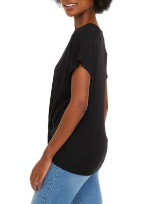 Women's V-Neck Knot Front T-Shirt