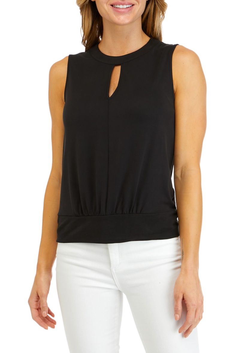 Womens Sleeveless Knit Keyhole Top 
