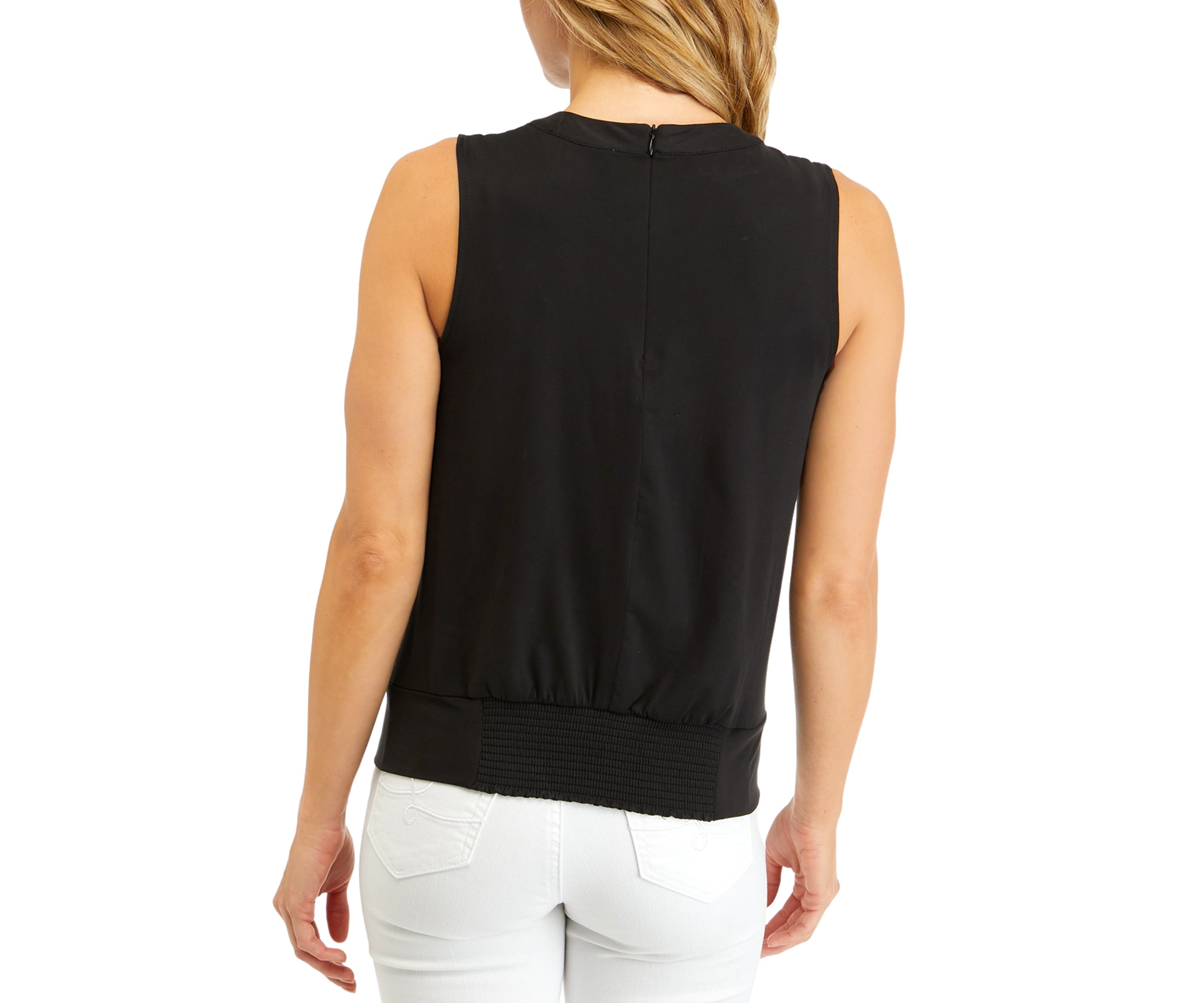 Womens Sleeveless Knit Keyhole Top 