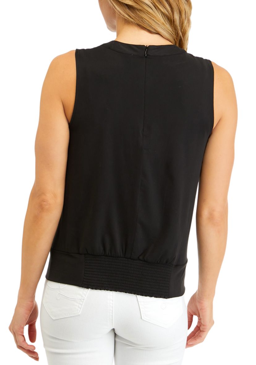 Womens Sleeveless Knit Keyhole Top 