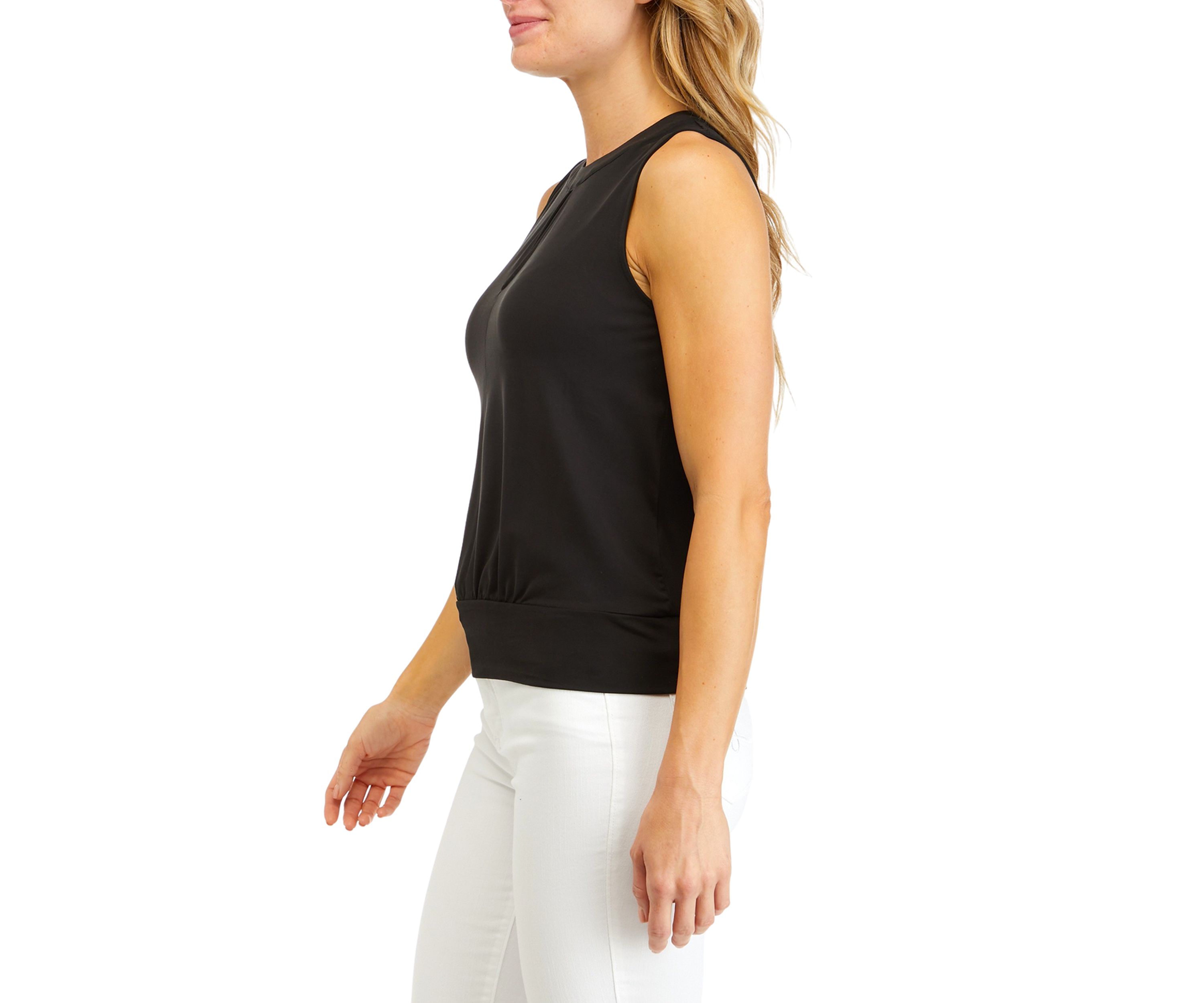 Womens Sleeveless Knit Keyhole Top 