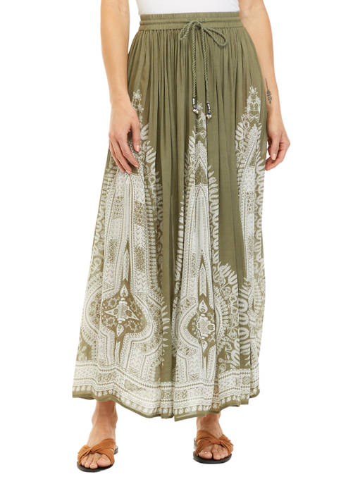 Philosophy Womens Pull On Embroidered Maxi Skirt