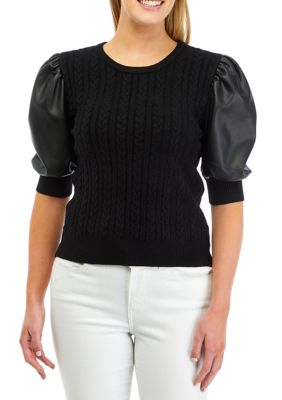 Women's Puff Sleeve Cable Knit Sweater