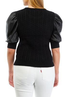 Women's Puff Sleeve Cable Knit Sweater