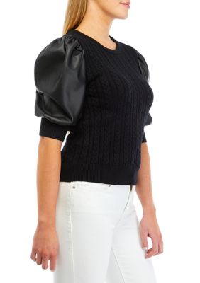 Women's Puff Sleeve Cable Knit Sweater