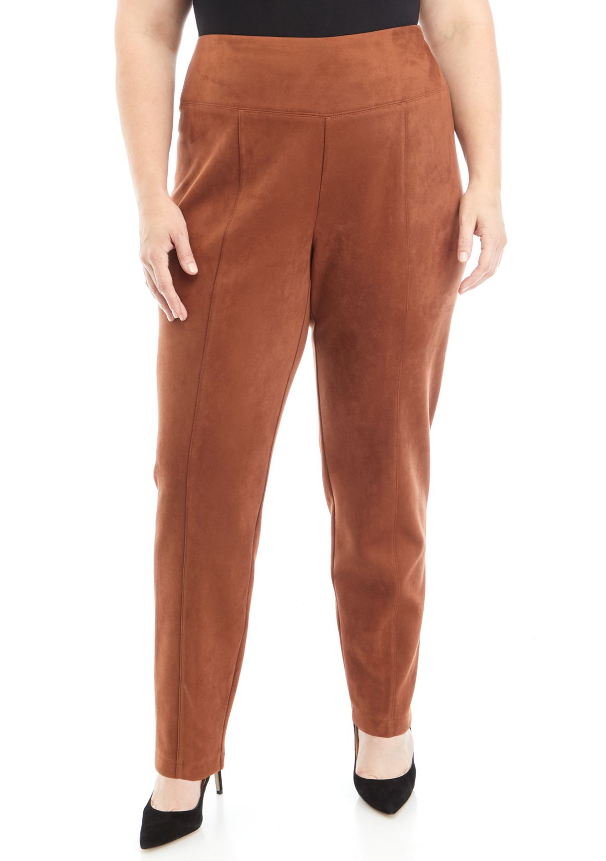 Plus Size Pull On Faux Suede Leggings