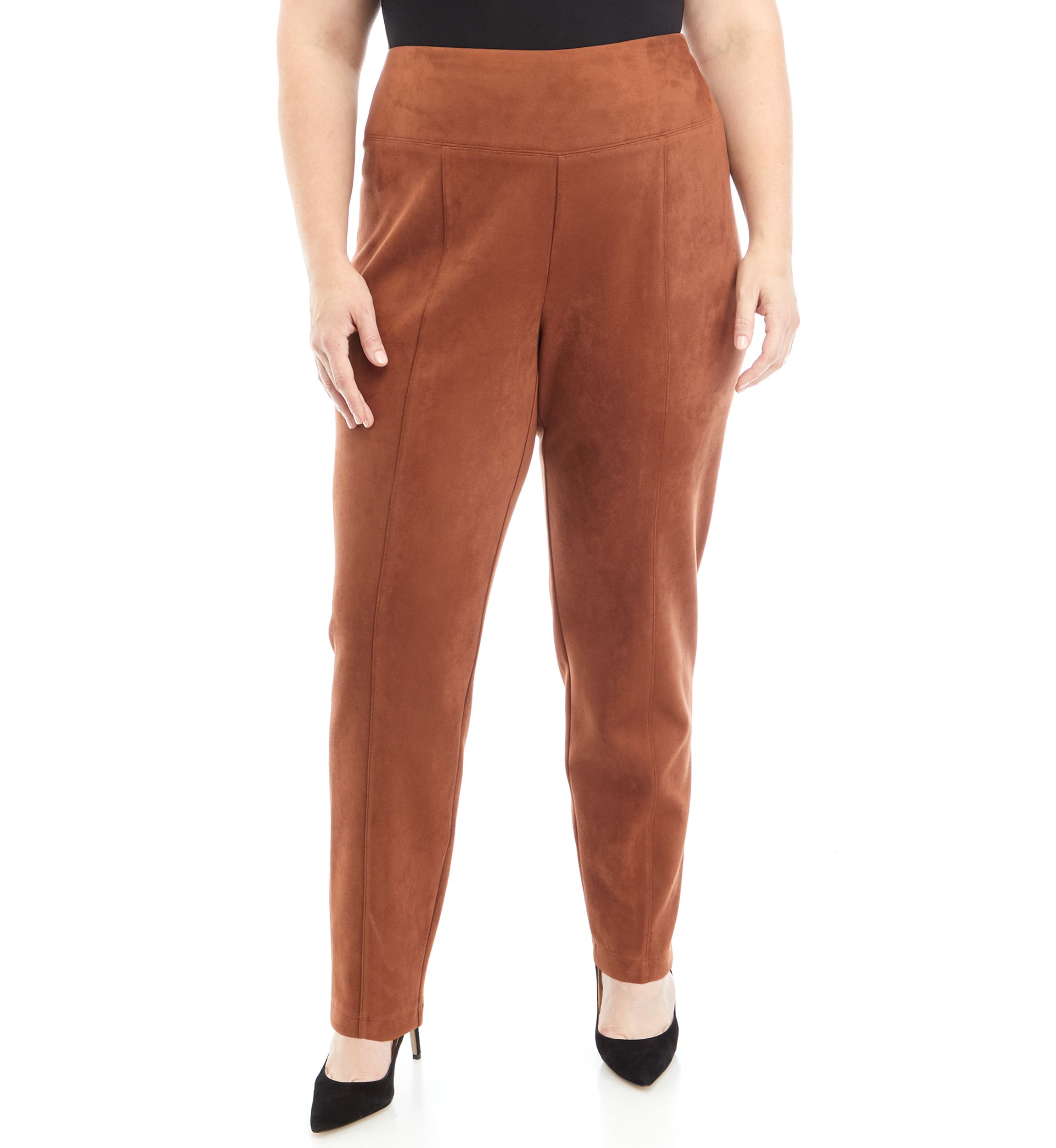 Plus Size Pull On Faux Suede Leggings