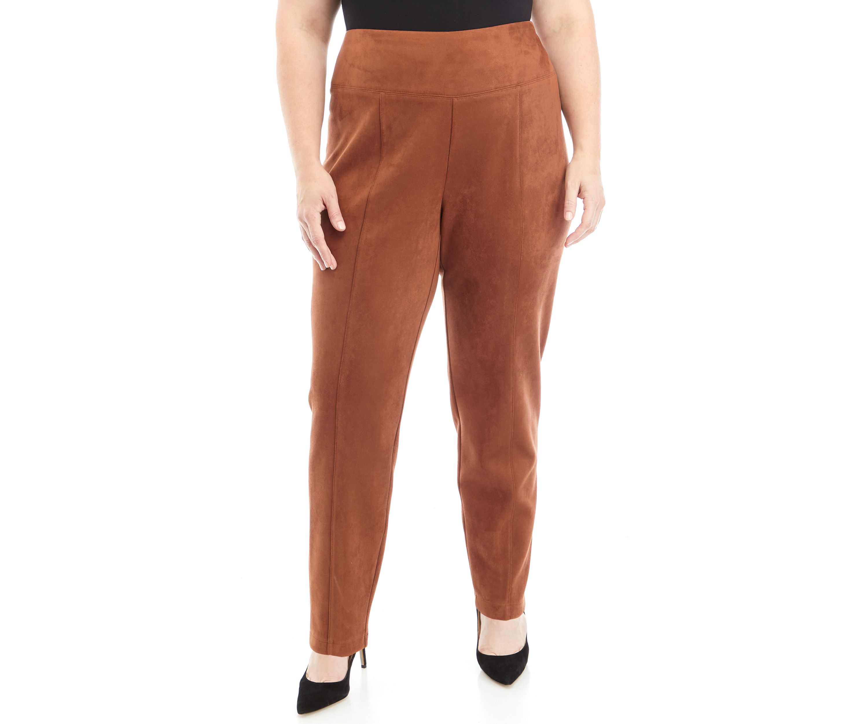 Plus Size Pull On Faux Suede Leggings