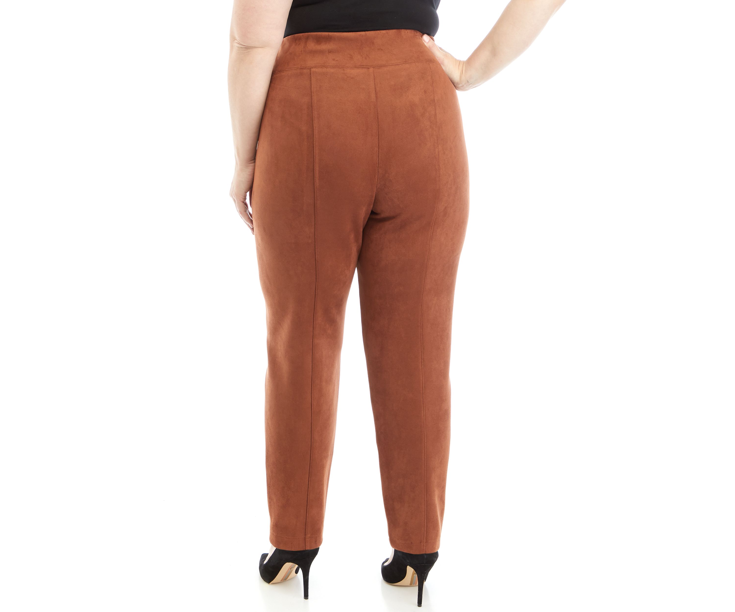 Plus Size Pull On Faux Suede Leggings
