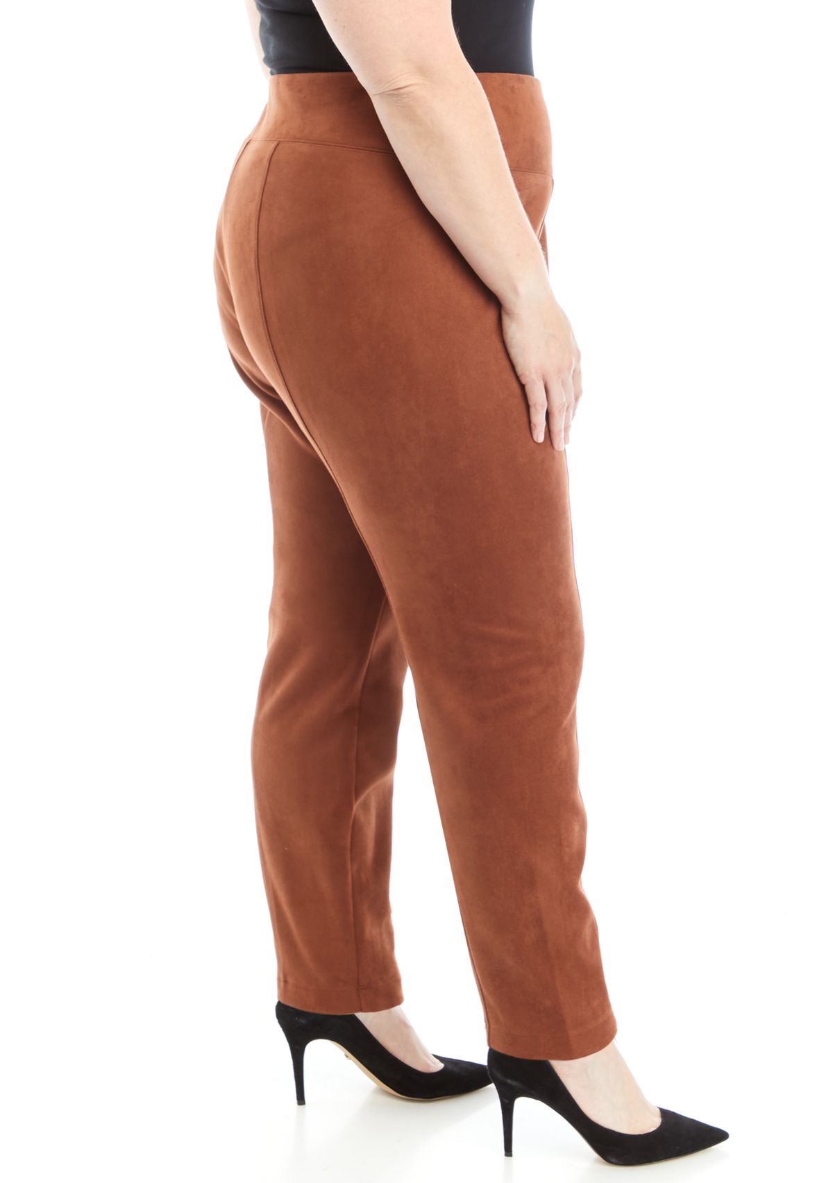Plus Size Pull On Faux Suede Leggings