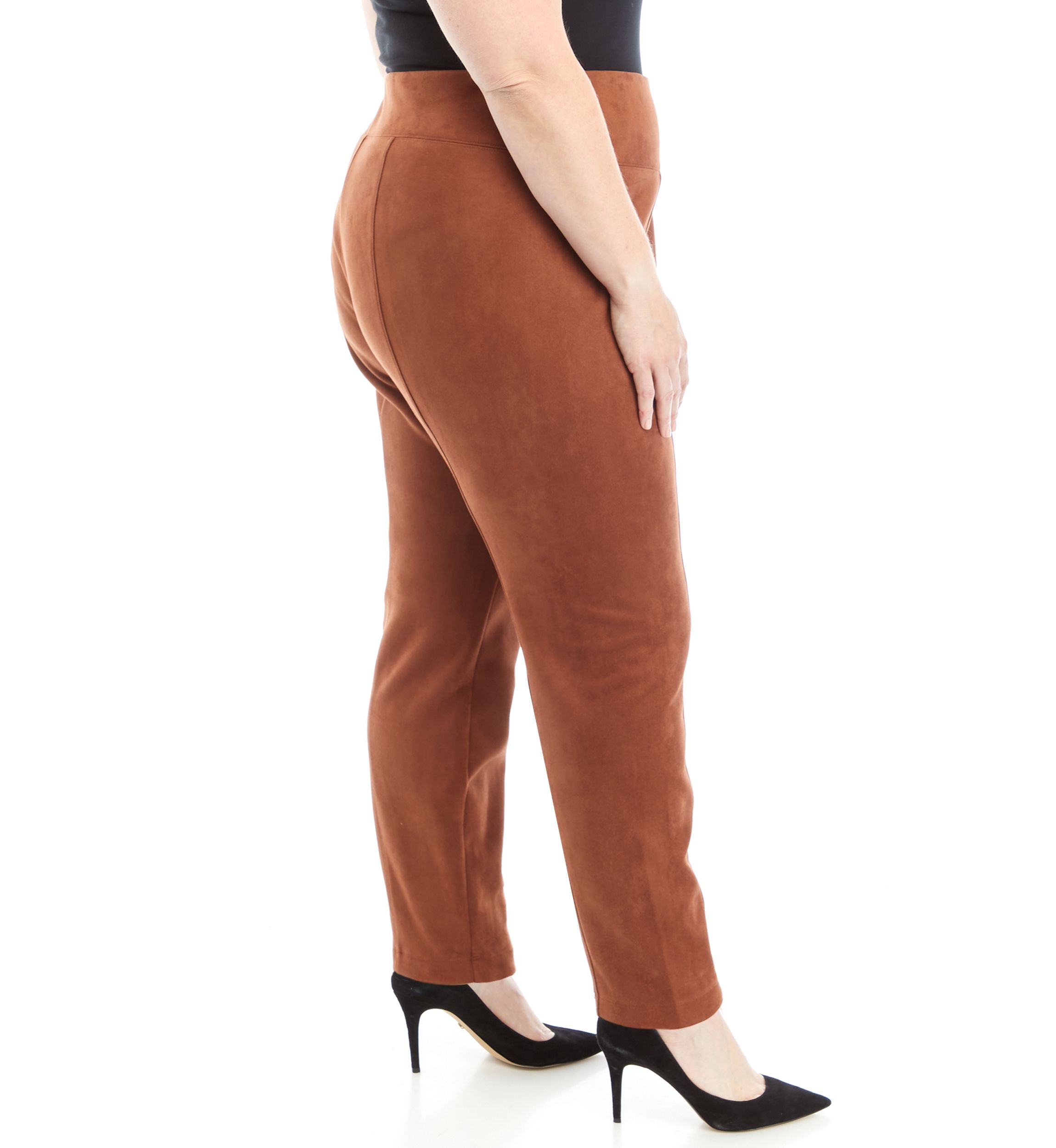 Plus Size Pull On Faux Suede Leggings