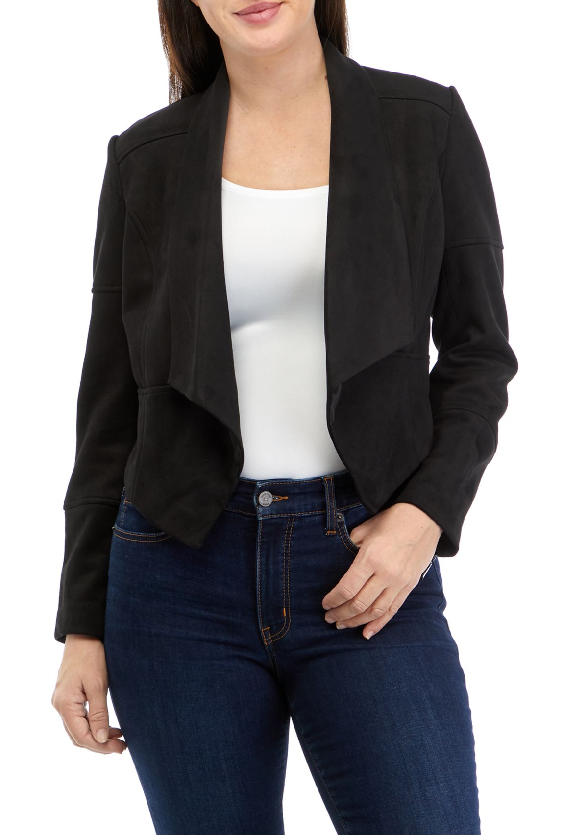 Womens Shawl Collar Vegan Suede Jacket