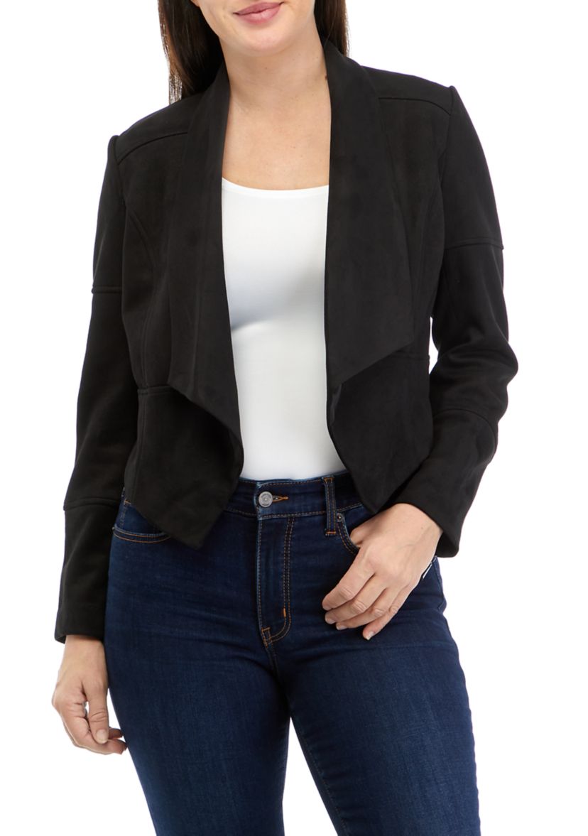 Womens Shawl Collar Vegan Suede Jacket