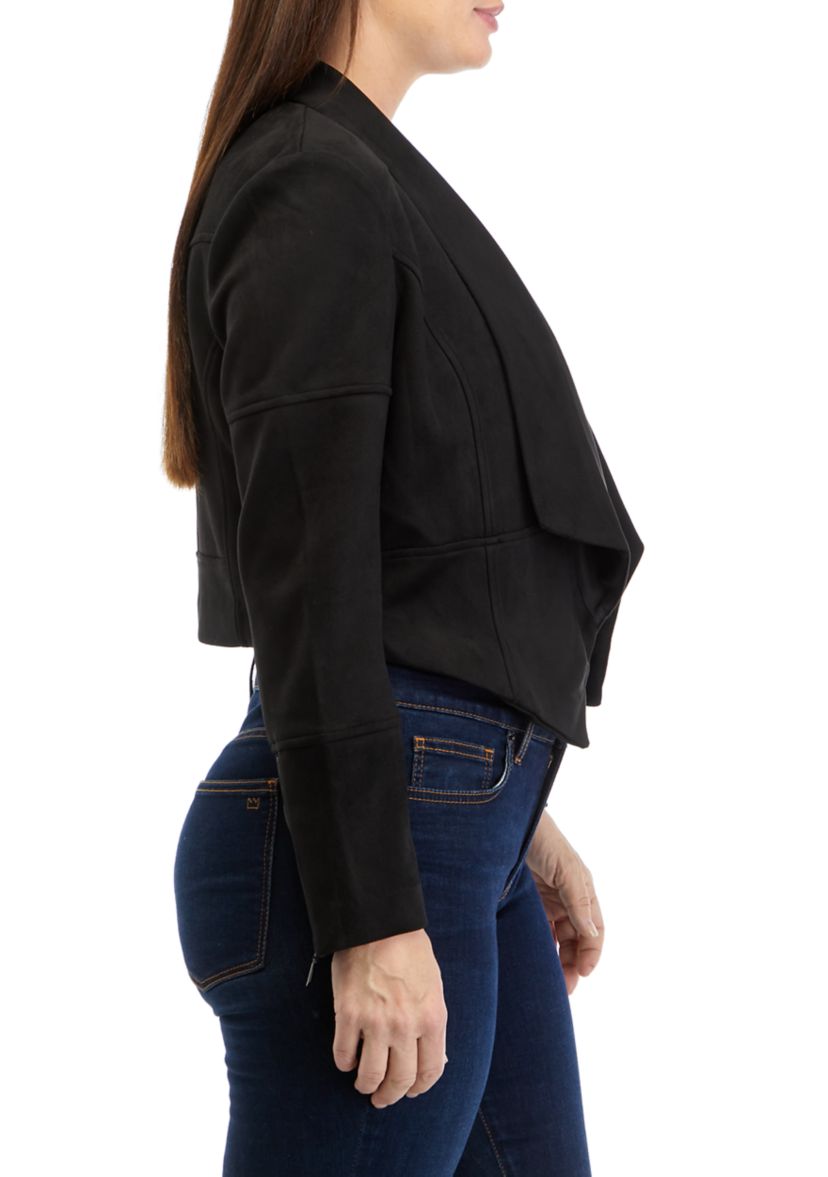 Womens Shawl Collar Vegan Suede Jacket