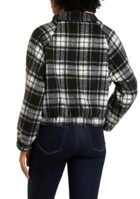 Women's Long Sleeve Plaid Zip Front Jacket