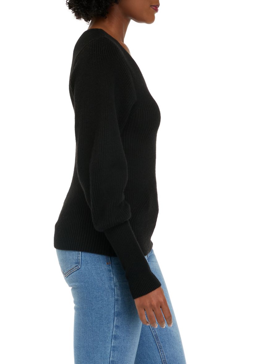 Womens Split Neck Pullover Sweater