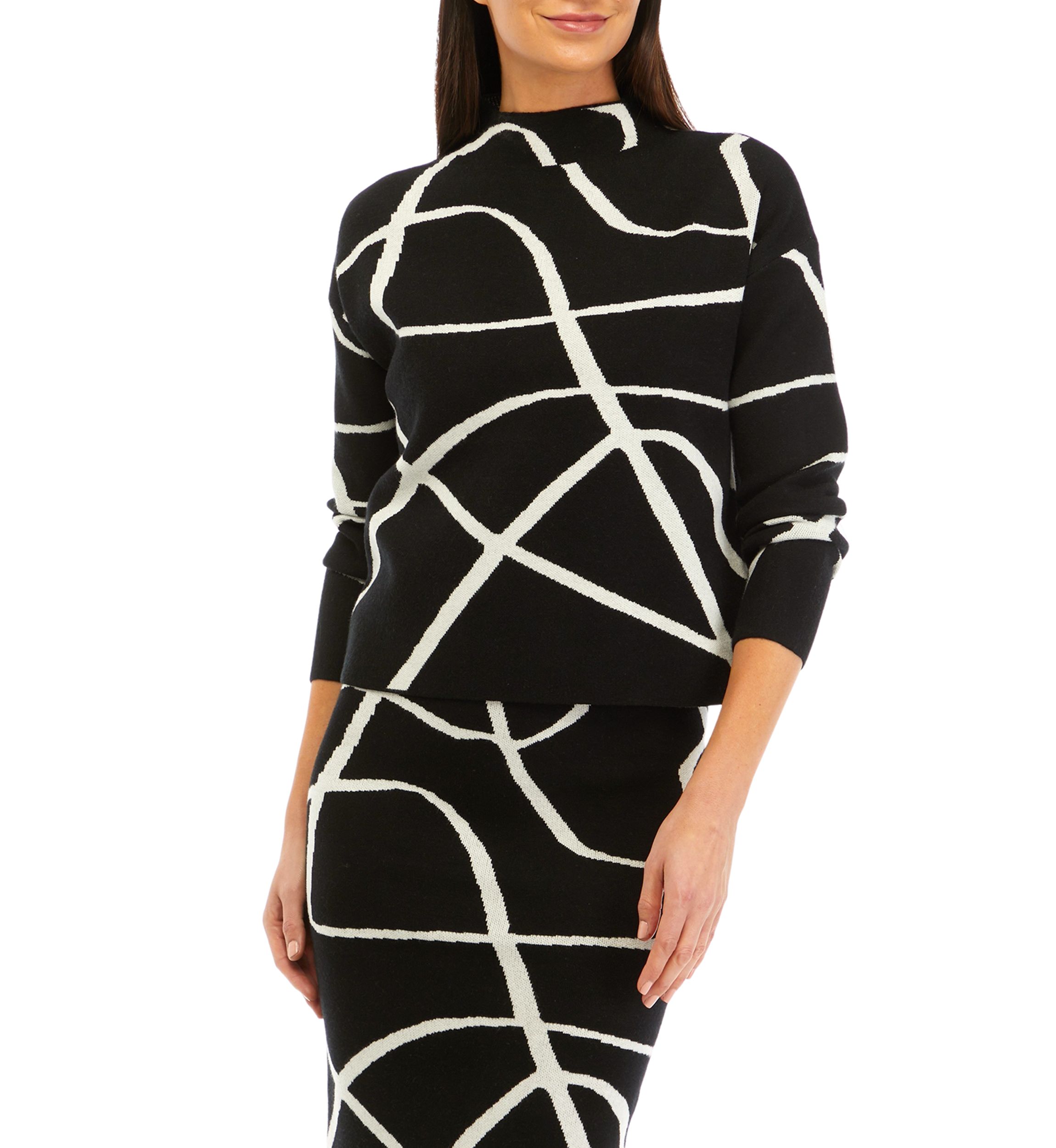 Womens Scroll Printed Sweater