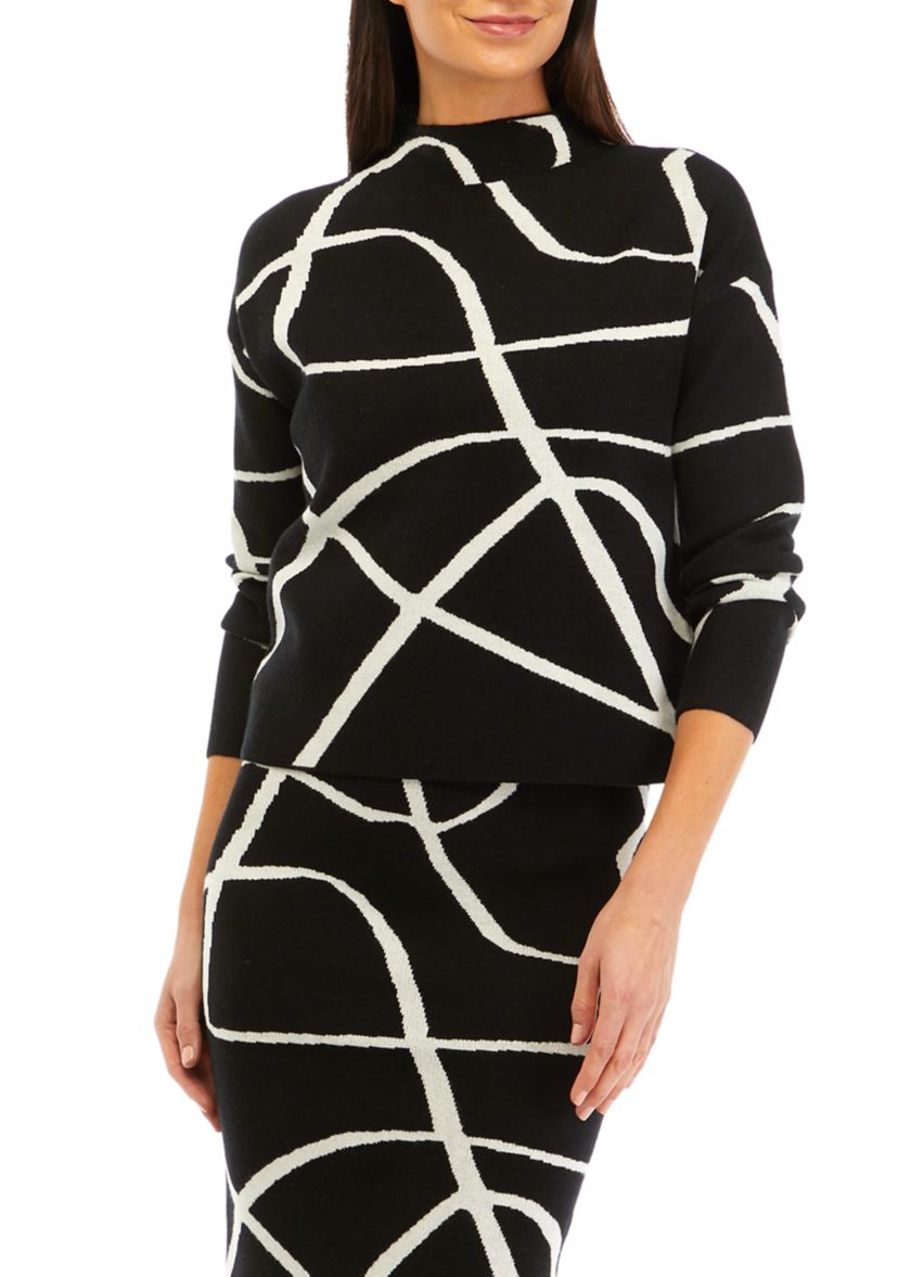 Womens Scroll Printed Sweater