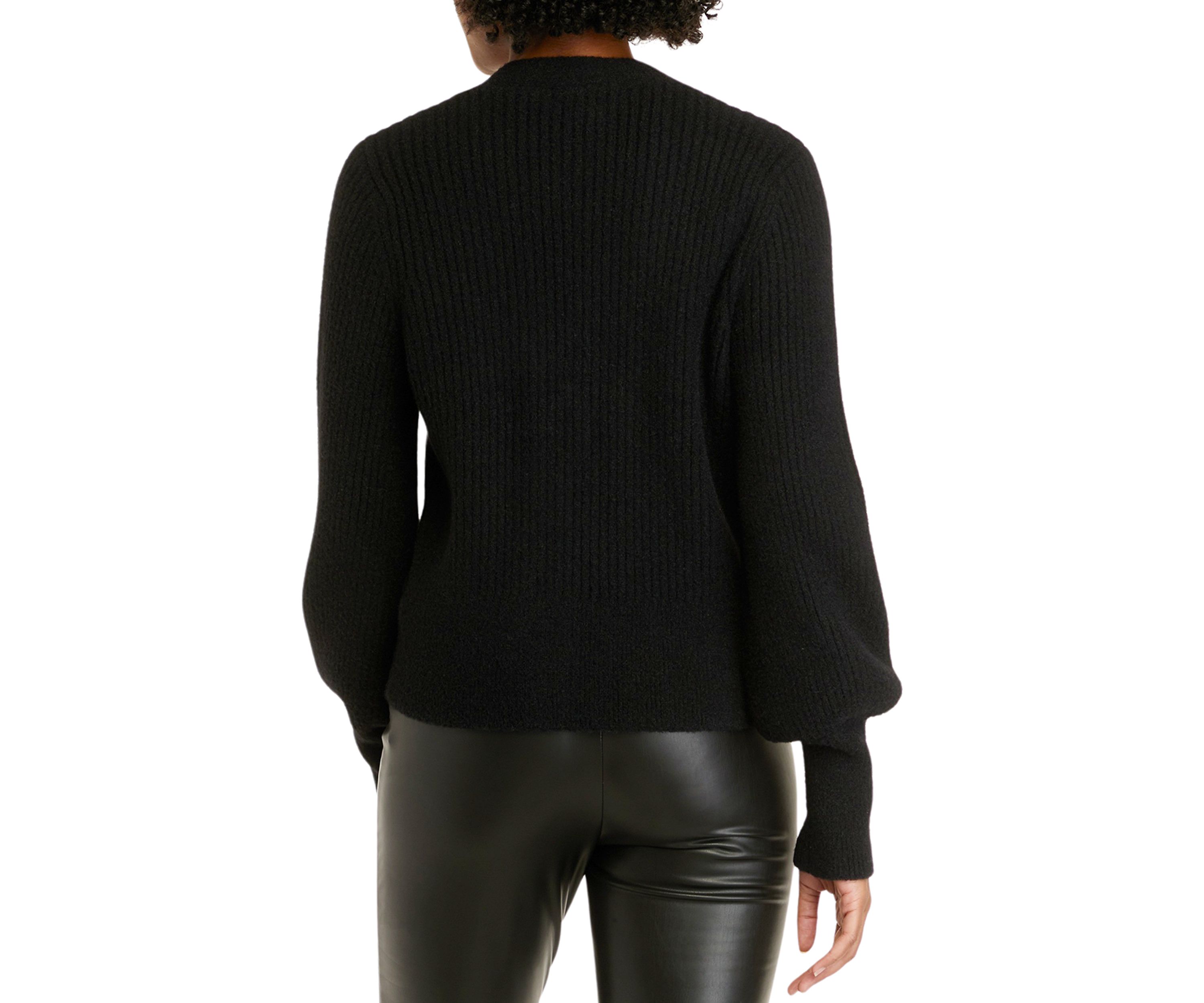 Womens Long Sleeve Crystal Button Rib Cardigan Sweater